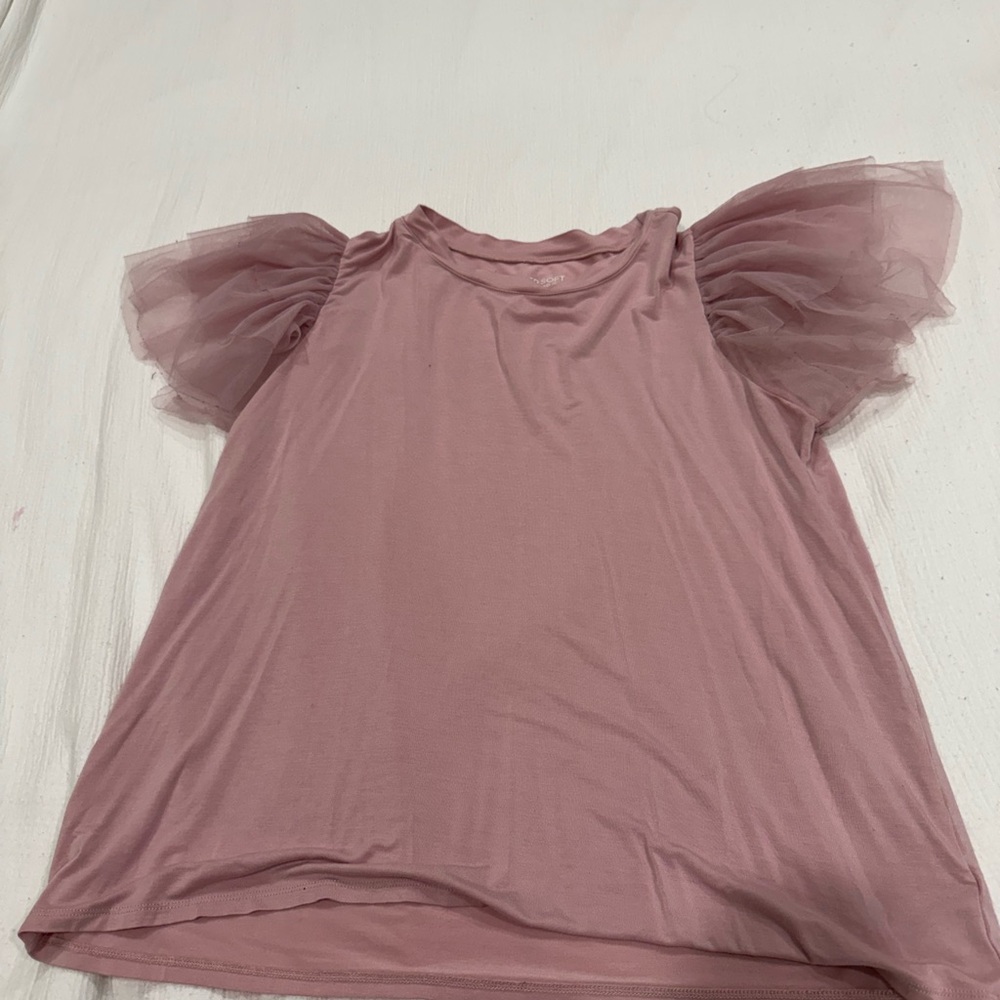 Torrid Super Soft Pink Jersey Top with tulle sleeves